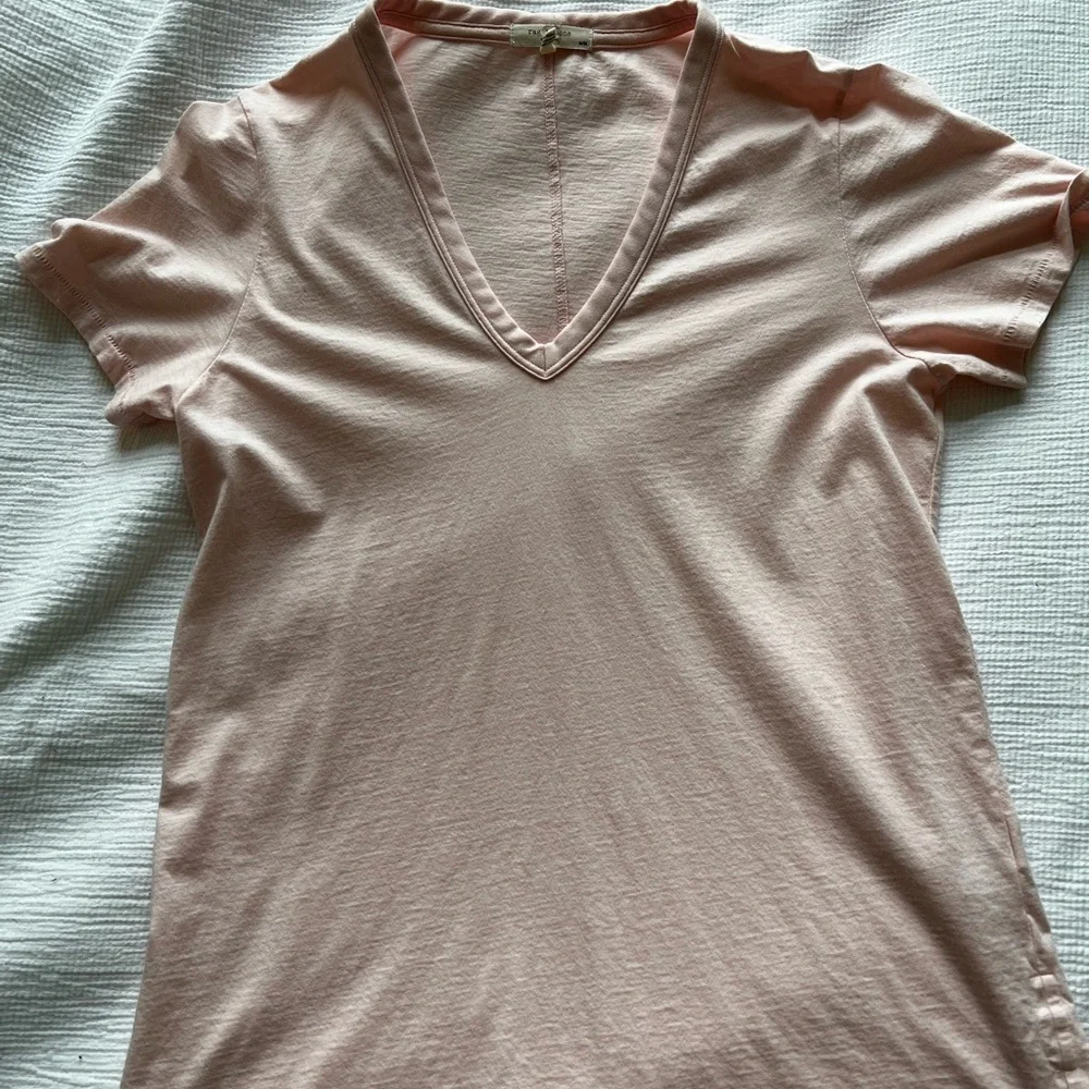 rag & bone Light Pink V-Neck Short Sleeve Top